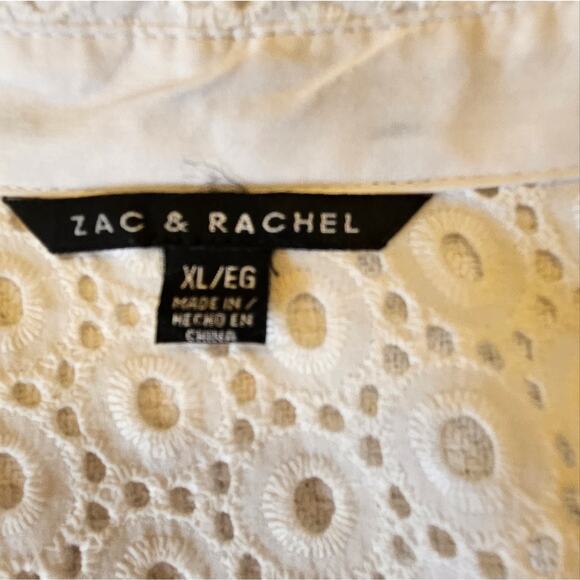 Zac & Rachel White Eyelet Button-Up Blouse Shirt NWOT - Picture 4 of 9